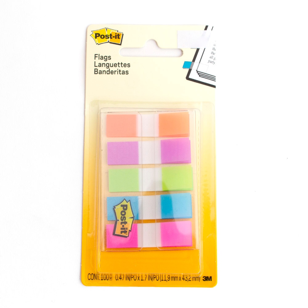 Post-its, Stickie Notes, Art & School, 3M, Bright, Flag, 5 count, 2091, 0.47"x1.7"